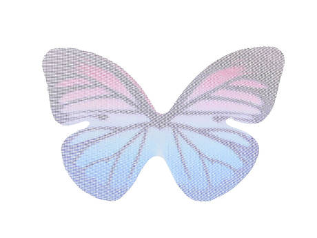 Skrzydła motyla / z organzy  / 31x43mm / niebiesko-różowy / 4szt