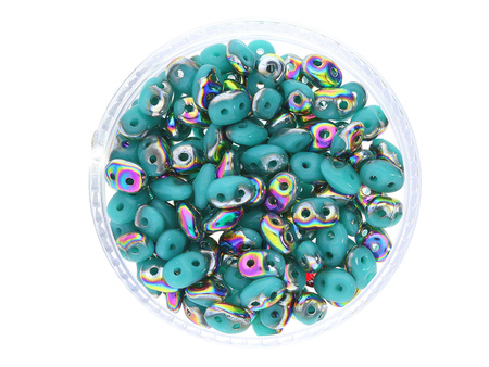 SuperDuo™ / 2.5x5mm / Vitral / Green Turquoise / 10g / ~140szt