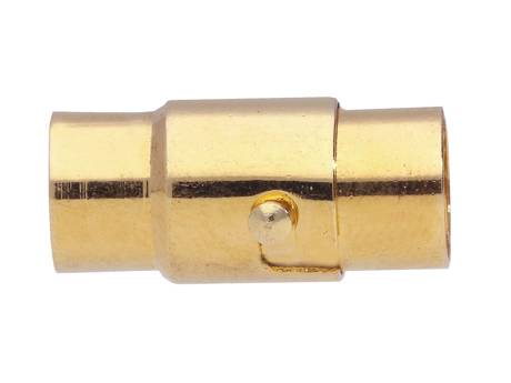 Zapięcie magnetyczne, miedziane / okrągłe z blokadą / 17x8mm / kolor KC Gold / otwór 6mm / 1szt