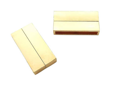 Zapięcie magnetyczne prostokąt, KC Gold, złote / duży otwór / wielkość 38x19mm